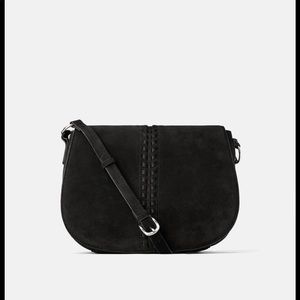Zara Cross stitch leather and suede messenger bag